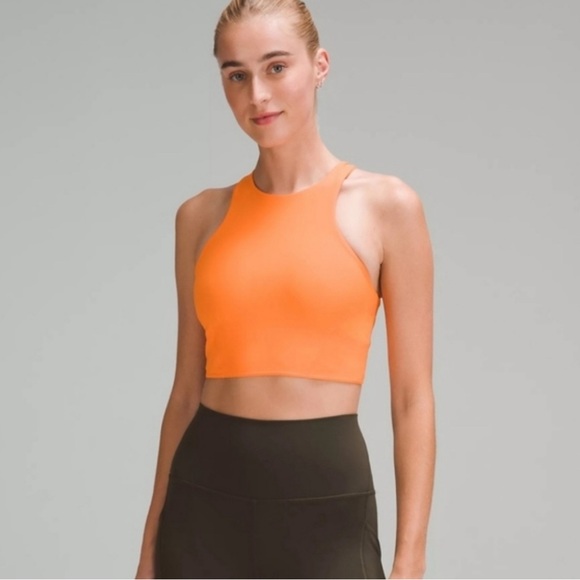 lululemon NWT mesh-back train bra *med. support A/B cup sz 10 Orange Frappe - Picture 2 of 3